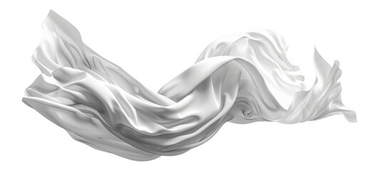 Elegant flowing white fabric isolated on transparent background