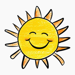 Cheerful hand-drawn smiling sun
