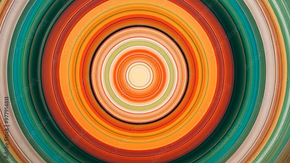 Poster abstract background with vibrant orange and green hues, forming a mesmerizing pattern of concentric 