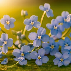 Obraz premium Blue Forget me not flowers on a green background