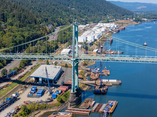 St Johns Bridge North Portland Oregon Willamette River West Side 