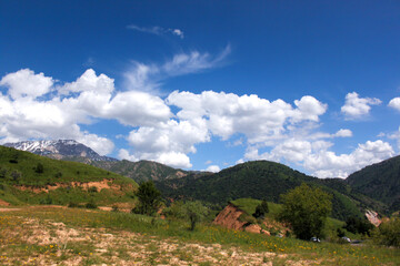 landscape with blue sky and clouds