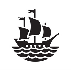 Longship Silhouette Vector Illustration – Nautical Theme Graphic Design