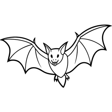recommend clip art: A Bat in Mid Flight line art vector