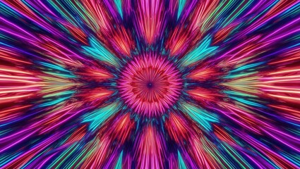 Wallpaper in optical corridor lights neon vibrant style