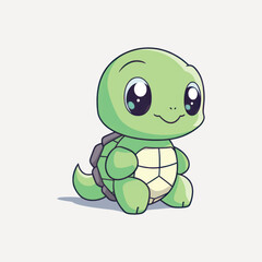 Fototapeta premium Cute cartoon baby turtle illustration