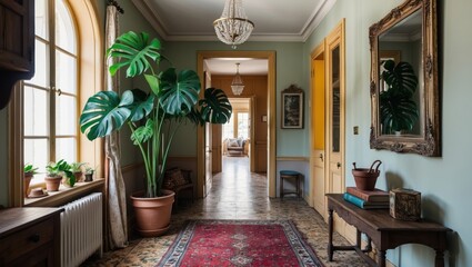Beautiful hallway in old Art Nouveau style