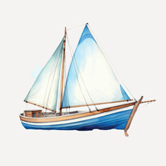 Fototapeta premium Elegant watercolor sailboat illustration