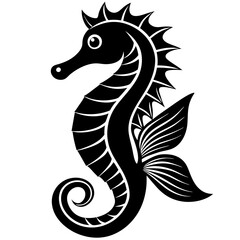 Seahorse curled in a peaceful pose with flowing fins vector