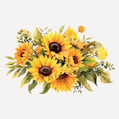 Vibrant sunflower bouquet illustration