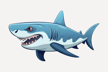 Obraz premium Cartoon shark with sharp teeth