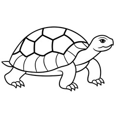 Tortoise with a patterned shell and a slow, deliberate pose line art vector