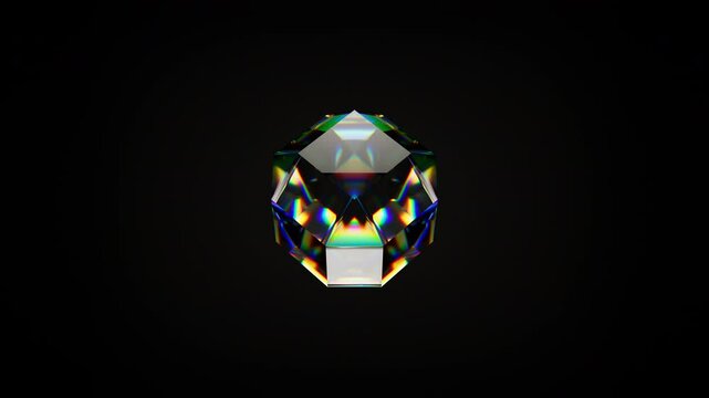 3D animation of glass of shape loop rotating. 4K abstract animation of transparent object