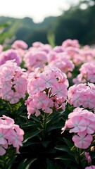 Pink phlox subulata flowers background