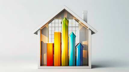 A vibrant house constructed from colored pencils, representing the concept of buying or selling real estate in a creative and colorful way.