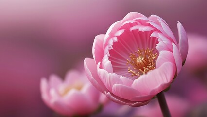 Closeup of pink flower in full bloom