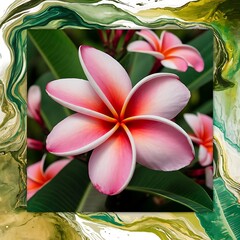 Close up pink plumeria flower background, nature abstract