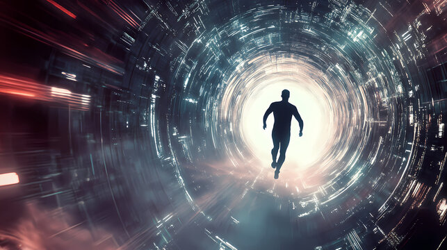 Visualizing instantaneous movement: dynamic teleportation visuals. Teleportation. Illustration