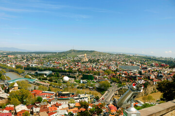 Obraz premium beautiful panoramic cityscape view of tbilisi georgia