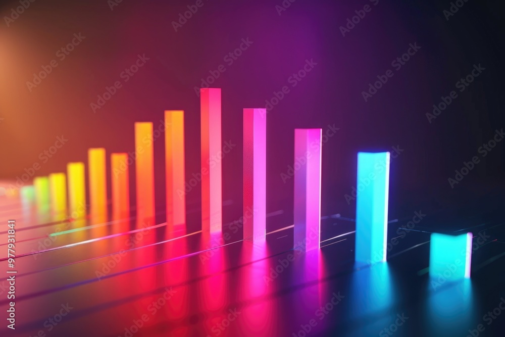 Poster a colorful bar chart on a black background