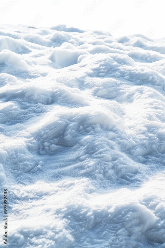 Wall mural Close-up shot of snowy ground with details of snowflakes and texture