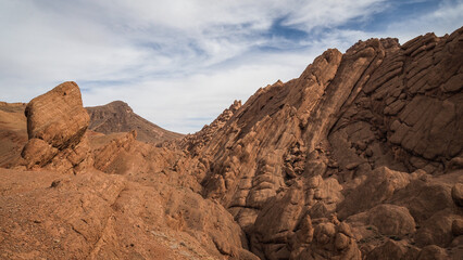 The landscape of Monkey Fingers Gorge in Morocco