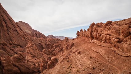 The landscape of Monkey Fingers Gorge in Morocco