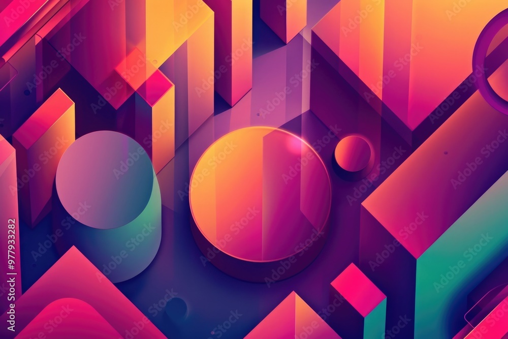 Poster a vibrant and dynamic background featuring geometric shapes