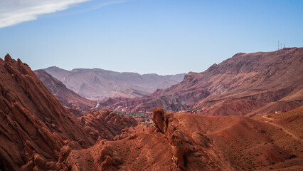 The landscape of Monkey Fingers Gorge in Morocco