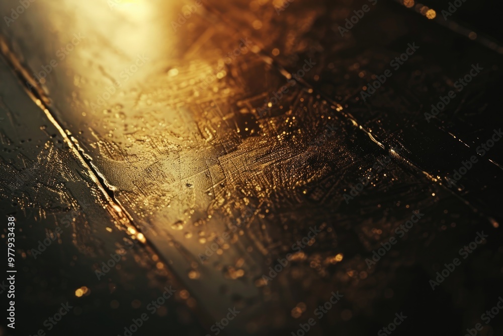 Aufkleber A close-up shot of a wet surface on a table, ideal for use in scenes where moisture and reflection are important