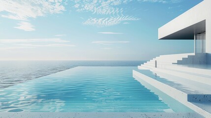 Fototapeta premium A large swimming pool located next to the ocean, perfect for summer fun and relaxation