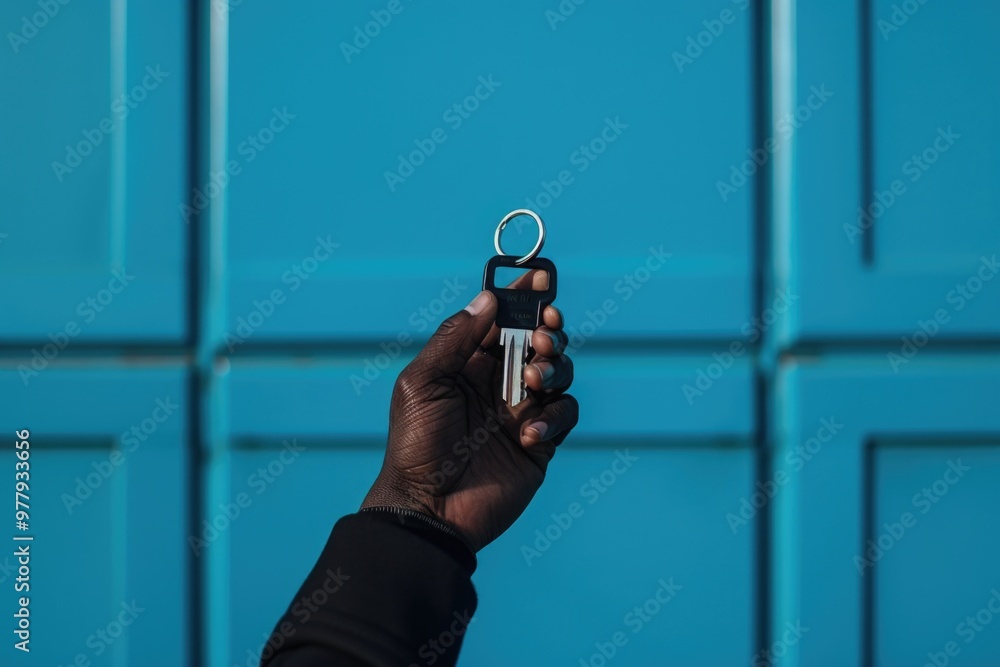 Poster a person holds a pair of scissors in their hand, ready for use