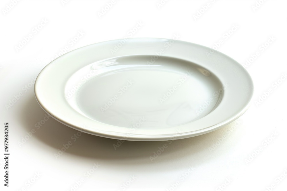 Aufkleber a simple white plate placed on a table with no background or distractions