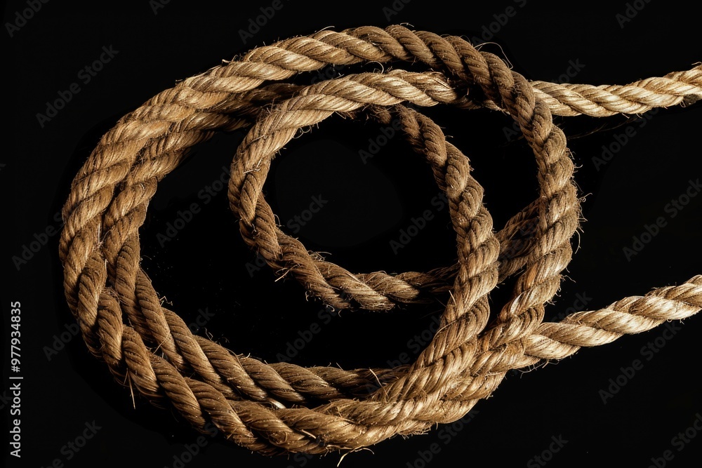 Poster a detailed view of a rope against a dark background, perfect for illustrating abstract concepts or a