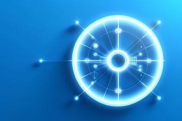 Bright Blue Tech Background with Linear Circle Pattern - Innovation Concept