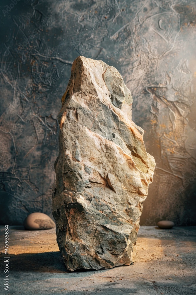 Aufkleber a large rock sits on top of a table