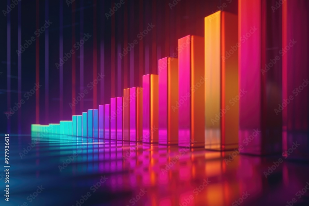 Poster A row of colorful bars in a dark room, often used for event or party decoration
