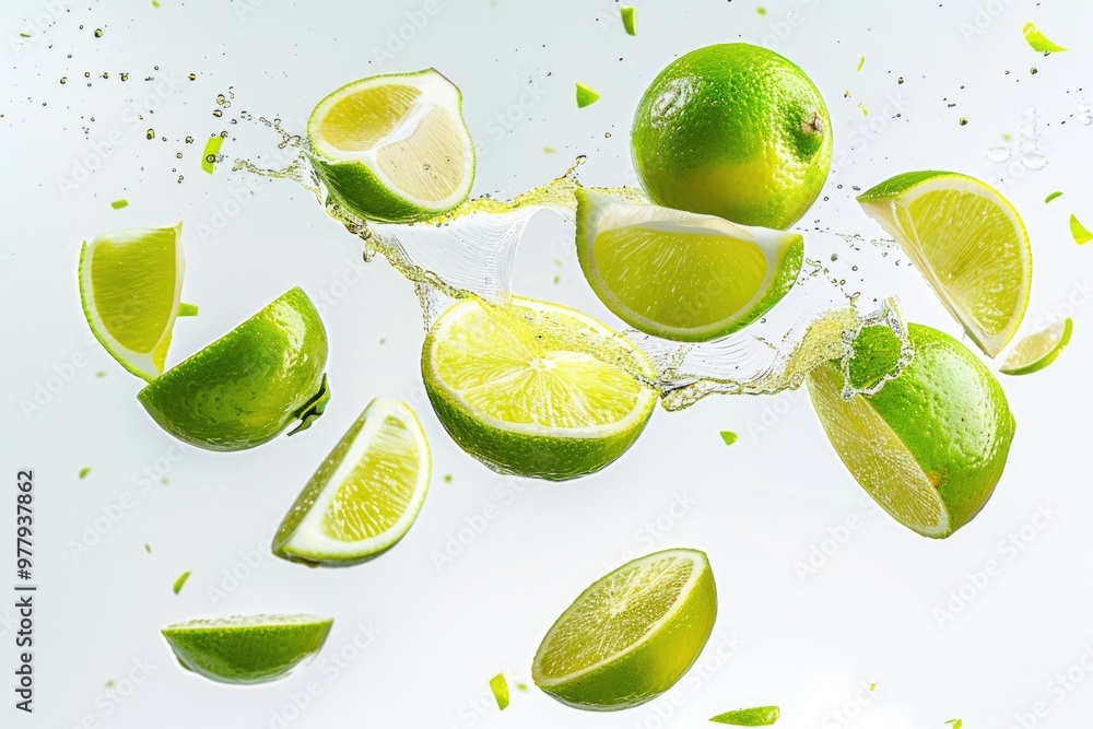 Poster a citrus fruit dropping into a body of water, creating ripples and circles