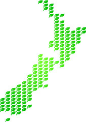 Abstract New Zealand Map Formed By Leaf Shapes