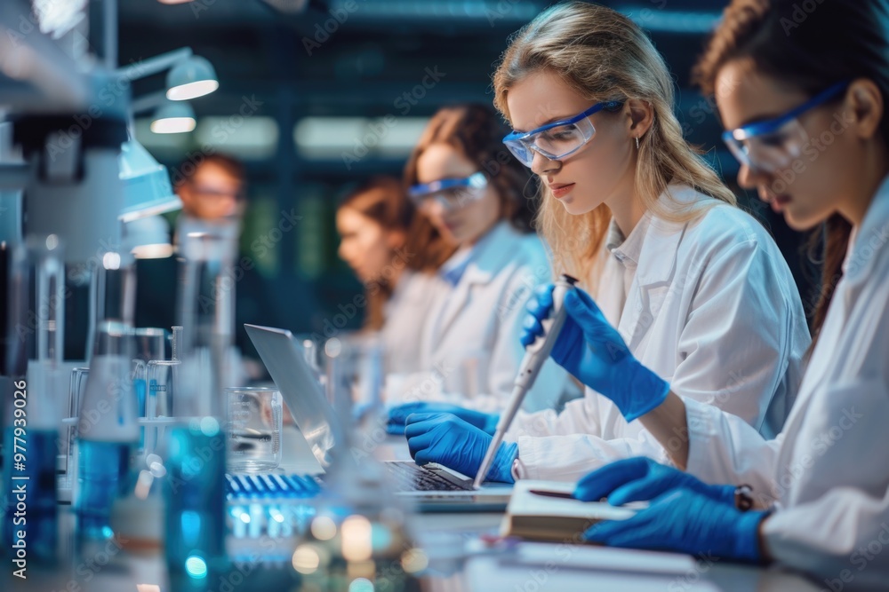 Poster Group of scientists collaborating in a laboratory setting