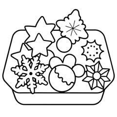 Fototapeta premium Holiday Cookie Tray Vector with Stars, Gingerbread, and Snowflakes