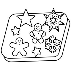 Holiday Cookie Tray Vector with Stars, Gingerbread, and Snowflakes