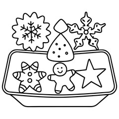 Holiday Cookie Tray Vector with Stars, Gingerbread, and Snowflakes