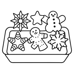 Holiday Cookie Tray Vector with Stars, Gingerbread, and Snowflakes