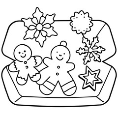 Holiday Cookie Tray Vector with Stars, Gingerbread, and Snowflakes