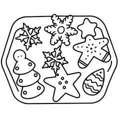Holiday Cookie Tray Vector with Stars, Gingerbread, and Snowflakes