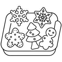Holiday Cookie Tray Vector with Stars, Gingerbread, and Snowflakes
