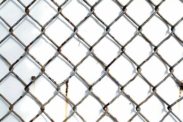 Fototapeta premium A close up view of a chain link fence with rusty texture and worn-out links