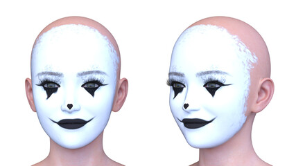 女性の顔アップ　3DCGレンダリング