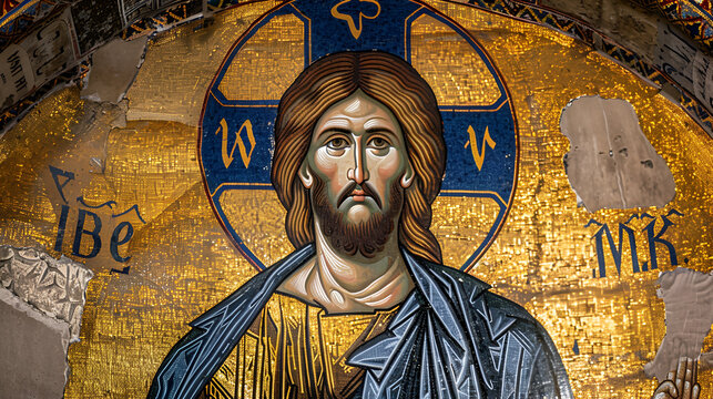Deesis Christ Pantocrator Image Chris Mosaic 